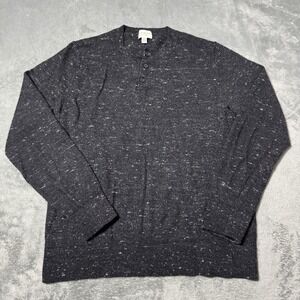 Club Monaco Womens Wool Speckled Gray 1/4 Button Pullover Size L